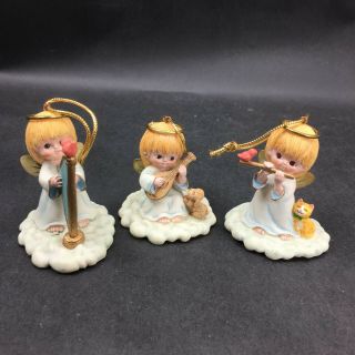 Hallmark Ornament Angels Cherubs Musical Instruments Set Of 3