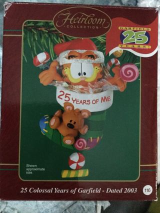 Garfield The Cat Christmas Ornament 25 Years Of Me Carlton 2003 Heirloom 116 (25)
