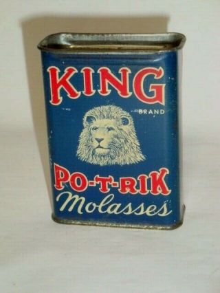 Old Tin Litho King Brand Po - T - Rik Molasses Syrup Advertising Tin Can