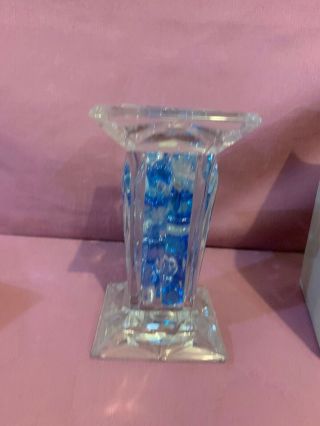 Partylite 7 " Quad Prism Pedestal Pillar/ball Candle Holder 24 Lead Crystal.  Aj