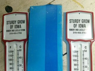 Nos 1960s Vintage Iowa Old Seed Sturdy Grow Stork Thermometer Sign