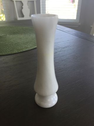 White And Gray Alabaster Bud Vase