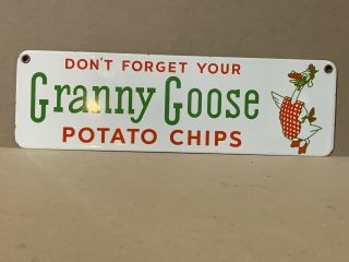 12 In Granny Goose Potato Chips Porcelain Enamel Sign