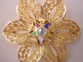Ribbon Brooch/pin Gold? Oes Masonic " Eastern Star " Ladies Vintage L@@k