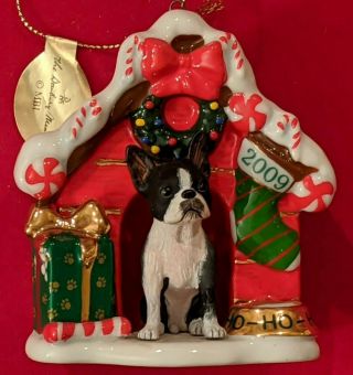 The 2009 Annual Boston Terrier Danbury Ornament " Home For The Holidays "