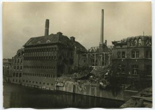 Wwii Large Size Press Photo: Ruined Building,  Spree River Bank,  Berlin May 1945