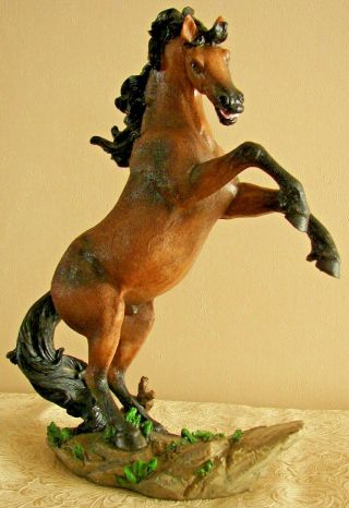 Resin Model Horse,  Detailed Rearing Stallion,  10 " Tall,  Western Art Decor