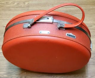 Vtg American Tourister Tiara 20 " Round Train Case Hat Box Luggage Carry - On Red