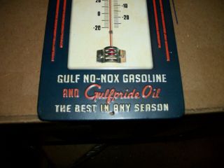 GULF Thermometer NO - NOX Gasoline and Oil Vintage Style Wall Garage Home Sign Gas 3