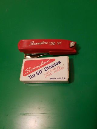 Swingline Tot 50 Vintage Mini Stapler And One Box Of Staples
