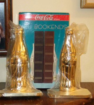 Coca - Cola Bottle Bookends Die - Cast W/gold Plating Quality Nib