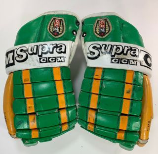Vtg Leather Ccm Supra M - Hg125s Nhl Pro Hockey Player Gloves 15 " Flexwart Feature