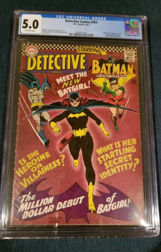 Detective Comics 359 Origin & 1st App.  Batgirl Batman Dc Comic 1967 Cgc 5.  0