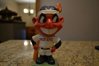 Vtg 1960s Cleveland Indians Mascot Bobbing Head Nodder Doll