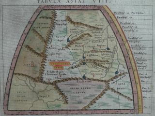 Tavola Asia - Coloured Copper Engraving Map Magini - Ptolemy Scythia India 1620
