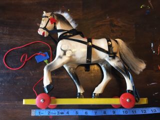 Pre - 1990 West Germany Nostalgic Wooden Pull Horse