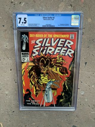 Silver Surfer 3 Cgc 7.  5 1st App.  Of Mephisto Case White Pages