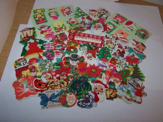 70,  Vtg Christmas Seals Stickers,  Santa,  Poinsettias,  Bells,  Dogs,  Cats,  Bells