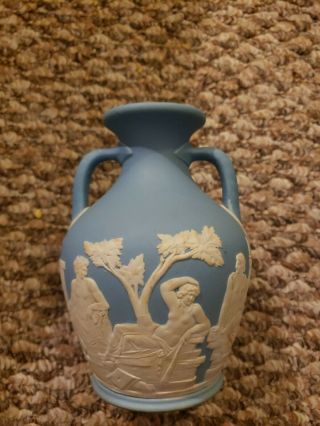Vintage Wedgewood White On Blue Vase Jasperware