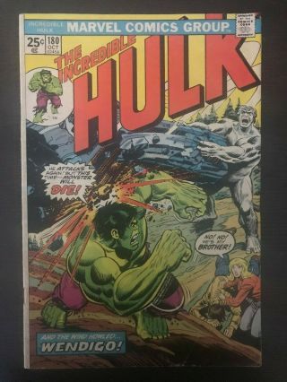 Incredible Hulk 180 First Printing 1974 Marvel Comic Book Wolverine