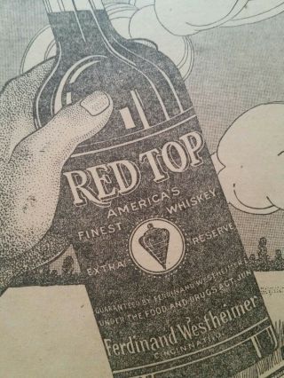 1912 Red Top Rye America ' s Finest Whiskey Newspaper Ad Cincinnati,  OH 2