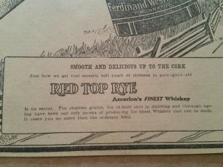 1912 Red Top Rye America ' s Finest Whiskey Newspaper Ad Cincinnati,  OH 3