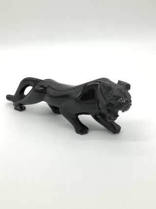 Heavy Carved Black Marble/stone Jaguar Wild Cat Panther Art Deco 8” Weighs 1 Lb