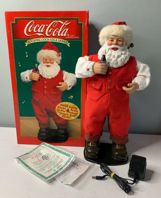 Coca Cola Rocking Santa Plays Jingle Bell Rock Cert Of Authenticity 1999