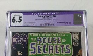 House Of Secrets 92 CGC 6.  5 First Appearance Of SWAMP THING - JUST SLABBED 3