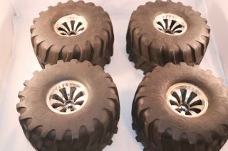 4 Vintage Rc Monster Truck Imex Jumbo Kong Tires And Wheels Just Dusty.