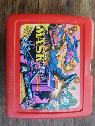 Vintage 1985 Mask Plastic Lunch Box With Thermos