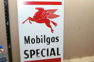 Mobil Gas Special Gasoline Pegasus Painted Tin Metal Sign Gas Oil Service Garage