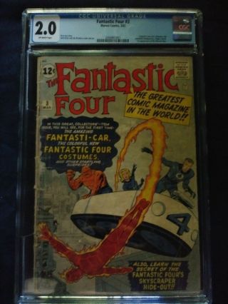 Fantastic Four 3 (1962) - 1st Costumes & Miracle Man - Cgc 2.  0 / Ow - White Pgs