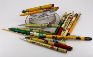 Vintage Ballpoint Pens - Most with advertising Ford,  Standard,  John Deere,  Shell 2