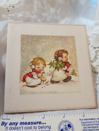 Vtg Rust Craft Christmas Greeting Card Children Tree Vintage