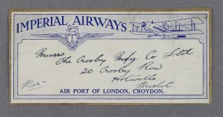 Imperial Airways Vintage Airline Luggage Label - Address - Baggage - Ial