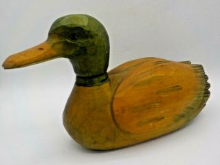 Vintage Hand Carved Wood Drake Mallard Duck Decoy Painted Display Sculpture