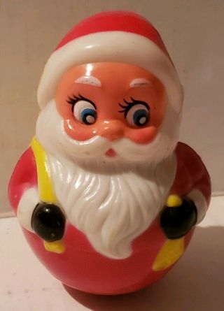 Vintage Avon Kiddie Products Plastic Santa Claus Roly Poly Plastic Chime Toy