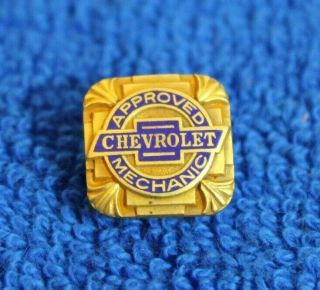 Chevrolet Approved Mechanic Screw Back Pin Accessory Bowtie Malibu Belair Truck
