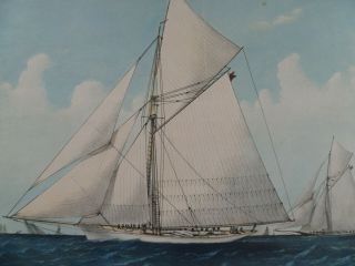 Sloop Yacht Volunteer - 1887 Currier & Ives Lithograph - 2