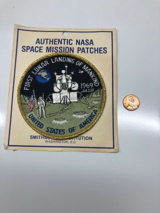 Nasa Patch Vtg Apollo 11 - First Lunar Landing Of Mankind - Astronaut Moon - 4 "