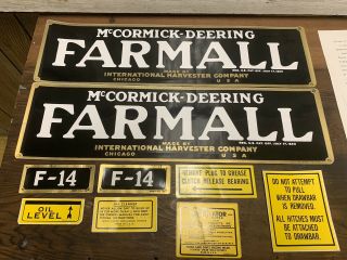 NOS McCormick Deering Farmall F - 14 Decal Set Vintage Letter Advertising Tractor 2