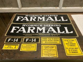 NOS McCormick Deering Farmall F - 14 Decal Set Vintage Letter Advertising Tractor 3