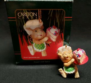 Rare Sugar And Spice Carlton Cards Christmas Ornament Mouse With Cake