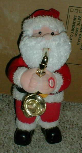 Vintage Animated Santa Claus Playing His Saxophone 15 " Tall - Great