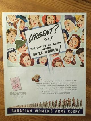 1944 Wwii Canadian Ad Canada Recruiting Cwac Canadian Women 