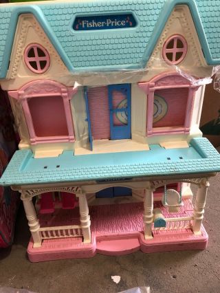 Vintage Fisher Price Loving Family Doll House,  Dolls,  Furniture Complete
