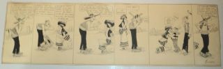 Mutt & Jeff In Mexico - Orig.  1911 Daily Comic Strip Art By Livingston - Signed