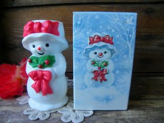 Vintage Avon Snowman Mrs.  Snowlight Bayberry Candle Frangrance Retro Nib Nos