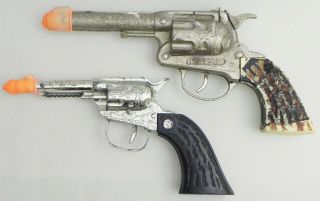 Vintage Hubley Toy Cap Gun Pistol 1960’s 9.  5 Inches Long And A 7 " Black Cap Gun